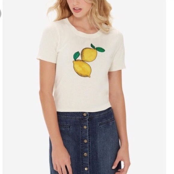 The Limited Tops - The Limited Lemon Graphic Knit Sweater Tee XL NWT